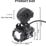 Kit U50 Exploradoras con Ojo de Diablo, color negro, con soporte de tubo ajustable de 17 a 25 mm y dimensiones totales de 86 mm de alto por 54 mm de ancho.