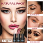Set de Maquillaje Natural Face 3 en 1 - Aporta un resplandor luminoso al rostro