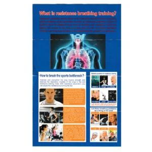 Folleo informativo sobre entrenamiento respiratorio con diagrama anatómico, fotos de personas practicando y texto explicativo en español.