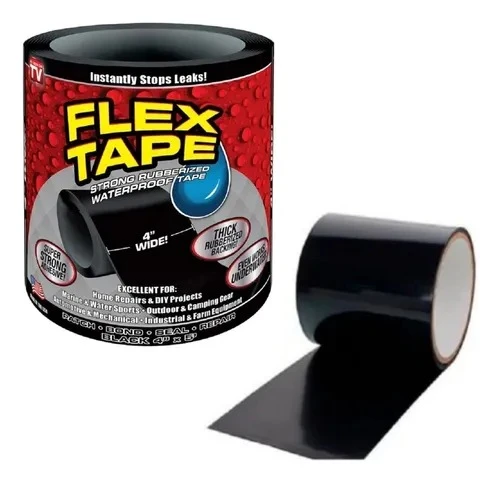 Set x2 Cinta Sellante Negra Flex Tape Impermeab