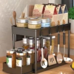 Organizador 2 Niveles Negro Cuadrado - Maximiza tu espacio de almacenamiento en cocinas y baños - Imagen 5