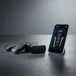 Alarma Bluetooth UT4100 en color negro, con control remoto y aplicación móvil para localización y bloqueo de vehículo.
