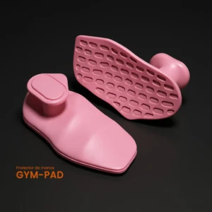 Protector de mano en silicona rosa, con superficie texturizada y mango ergonómico, mostrando dos unidades en ángulo frontal sobre fondo oscuro.