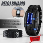 Reloj Binario LED Azul Acero Inoxidable - Destaca tu estilo futurista en cualquier entorno - Imagen 4
