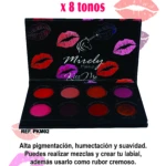 Paleta de Labiales Kiss Me con 8 tonos cremosos - Define tus labios con color intenso y acabado hidratante