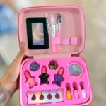 Maleta de maquillaje rosa unicornio para niñas - Practica su maquillaje con seguridad y diversión