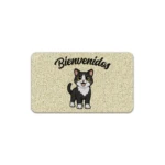 Tapete de entrada de fibra natural con diseño de gato - Elimina barro y reduce ruido al caminar