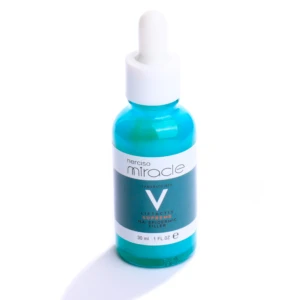 Botella de vidrio con gotero, color turquesa, etiqueta blanca y verde con el logo Nerciso Miracle. Presentación de 30 ml.