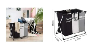 Cesto Plegable para Ropa Sucia con 3 Divisiones - Organiza y clasifica las prendas por color