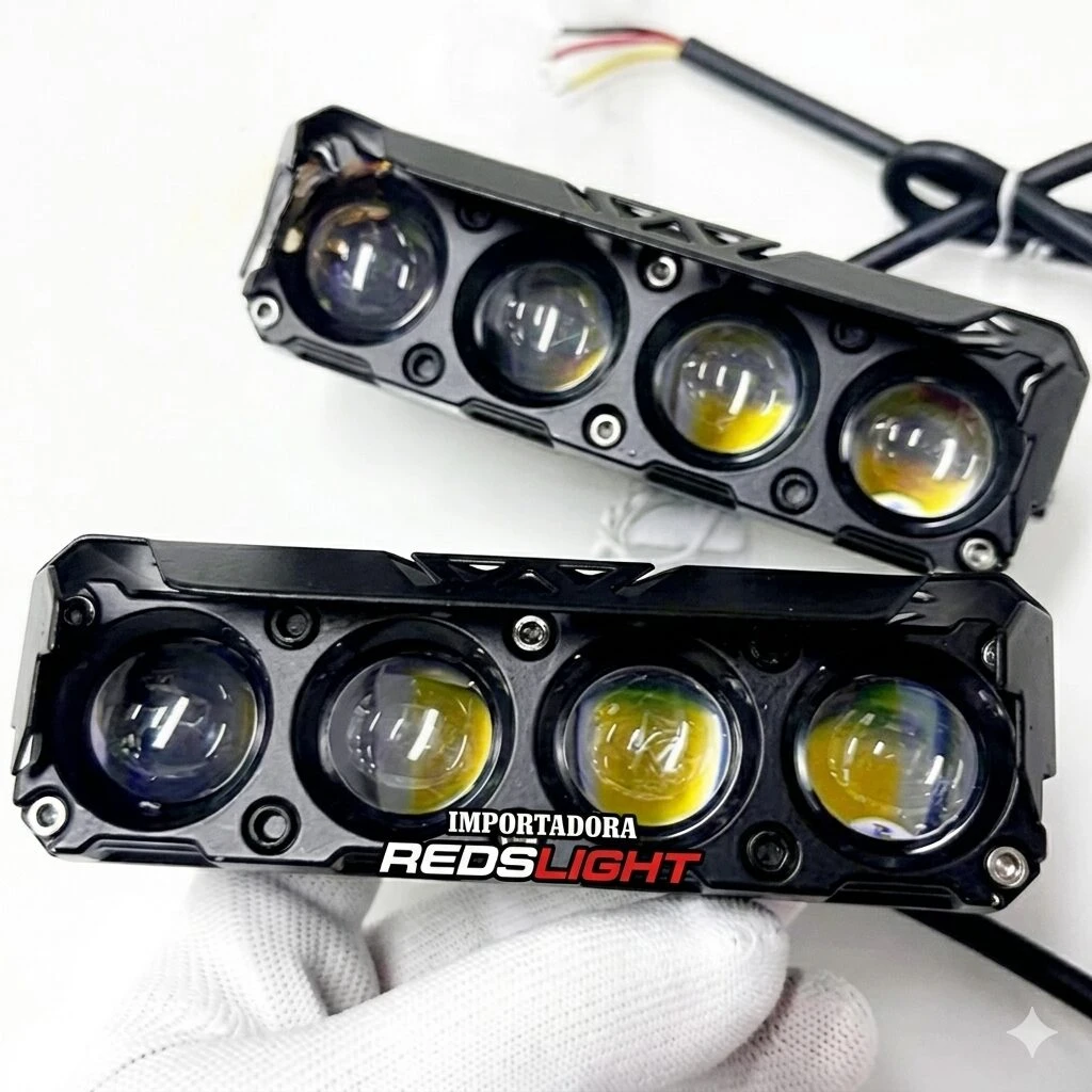 Exploradora Lineal Pro 4Lupas con luz dual blanca y amarilla - Mejora tu visibilidad nocturna en carretera y off-road