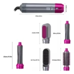 Secador Ondulador Cepillo 5 en 1 con cabezales intercambiables - obtén cabello liso y ondulado en minutos sin herramientas múltiples