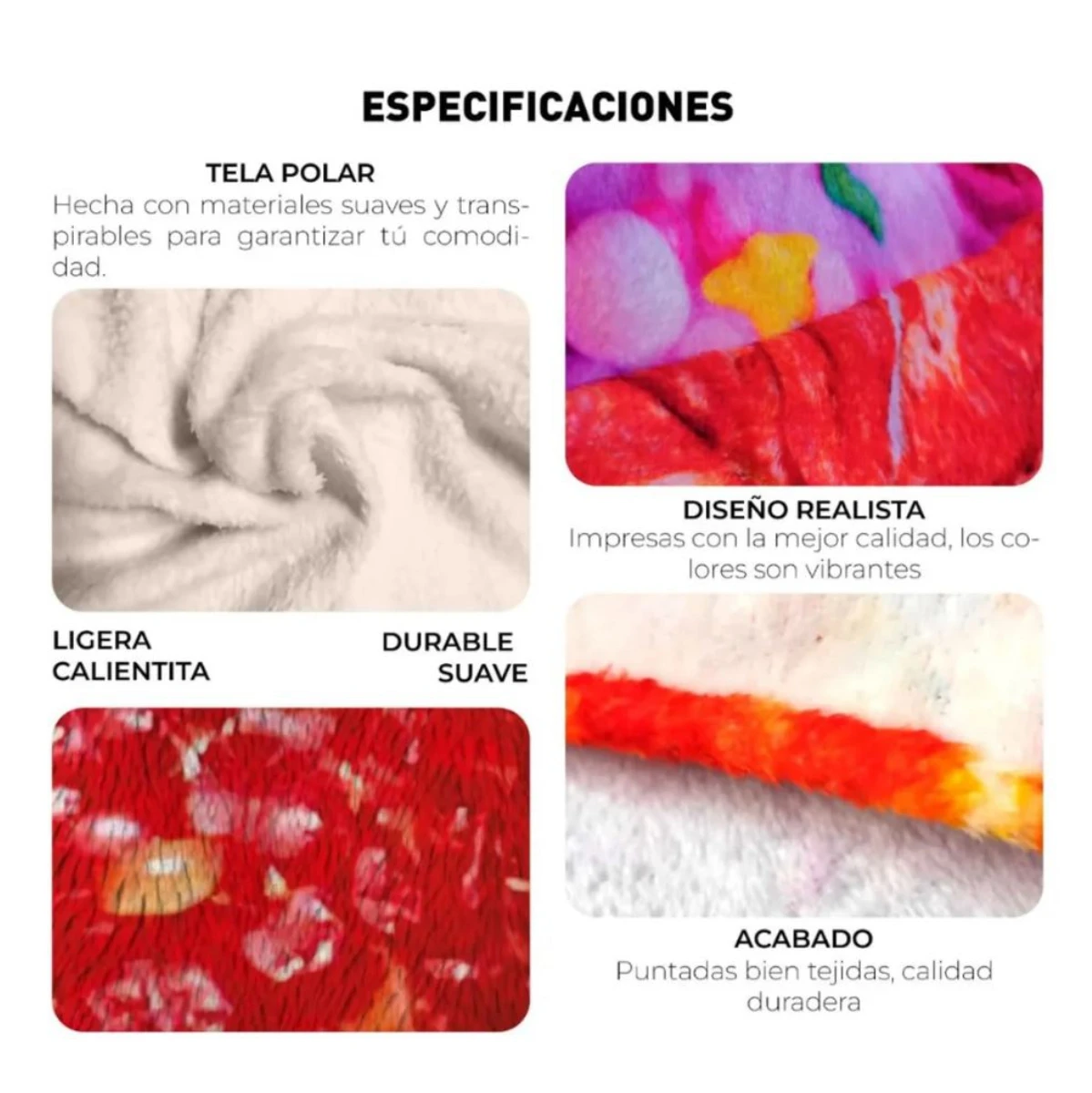 Cobija afelpada térmica Super Mario Bros en tonos rojos y naranjas con estampado realista, mostrando textura suave y acabados duraderos.