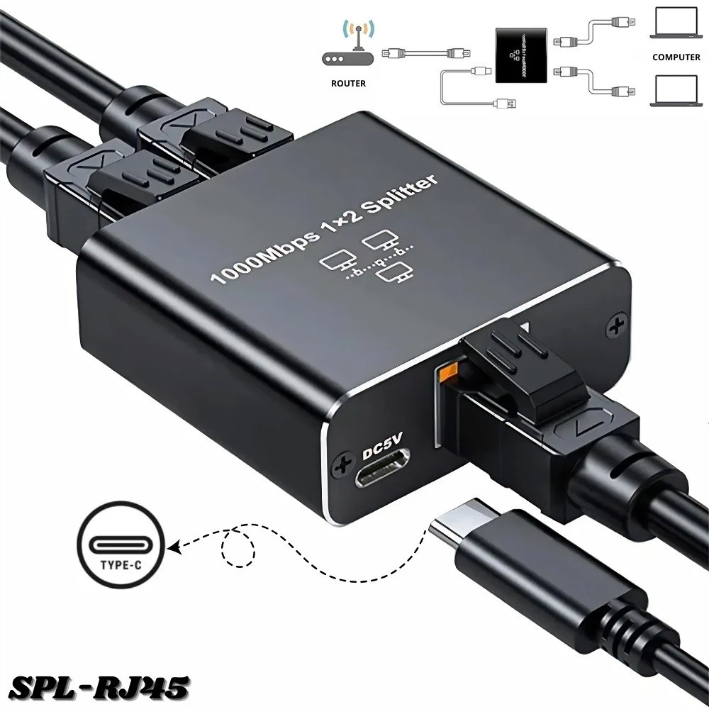Adaptador Duplicador de Red RJ45 Gigabit con Chip Activo - Conecta dos equipos simultáneamente sin perder velocidad