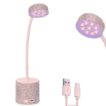Lámpara UV compacta con cuello flexible y diseño de cristales - Seca tu esmalte de gel en segundos