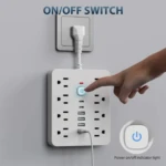 Regleta de pared 14 salidas con puertos USB y Type C - Protege tus dispositivos y organiza tu espacio - Imagen 3