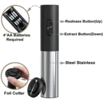 Abrebotellas eléctrico inalámbrico con motor silencioso y batería portátil - Abre corchos de vino rápido sin esfuerzo ni ruido - Imagen 4
