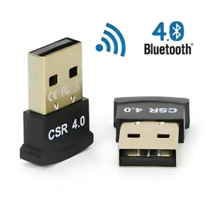 Dos adaptadores Bluetooth USB 4.0 de color negro y dorado, con la marca CSR 4.0 visible en la parte inferior.