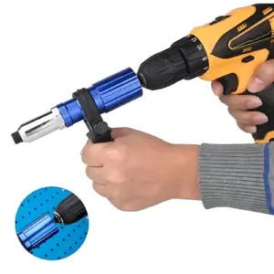 Adaptador Remachadora para Taladro con Mango Auxiliar - Fije remaches de 2,4 a 4,8 mm en segundos