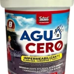 Contenedor blanco con tapa, etiqueta que muestra el nombre del producto, detalles de uso y características técnicas.