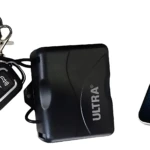 Alarma Bluetooth UT4100 con control desde celular, incluye dos llaves remotas negras y receptor central; pantalla táctil azul en módulo principal.