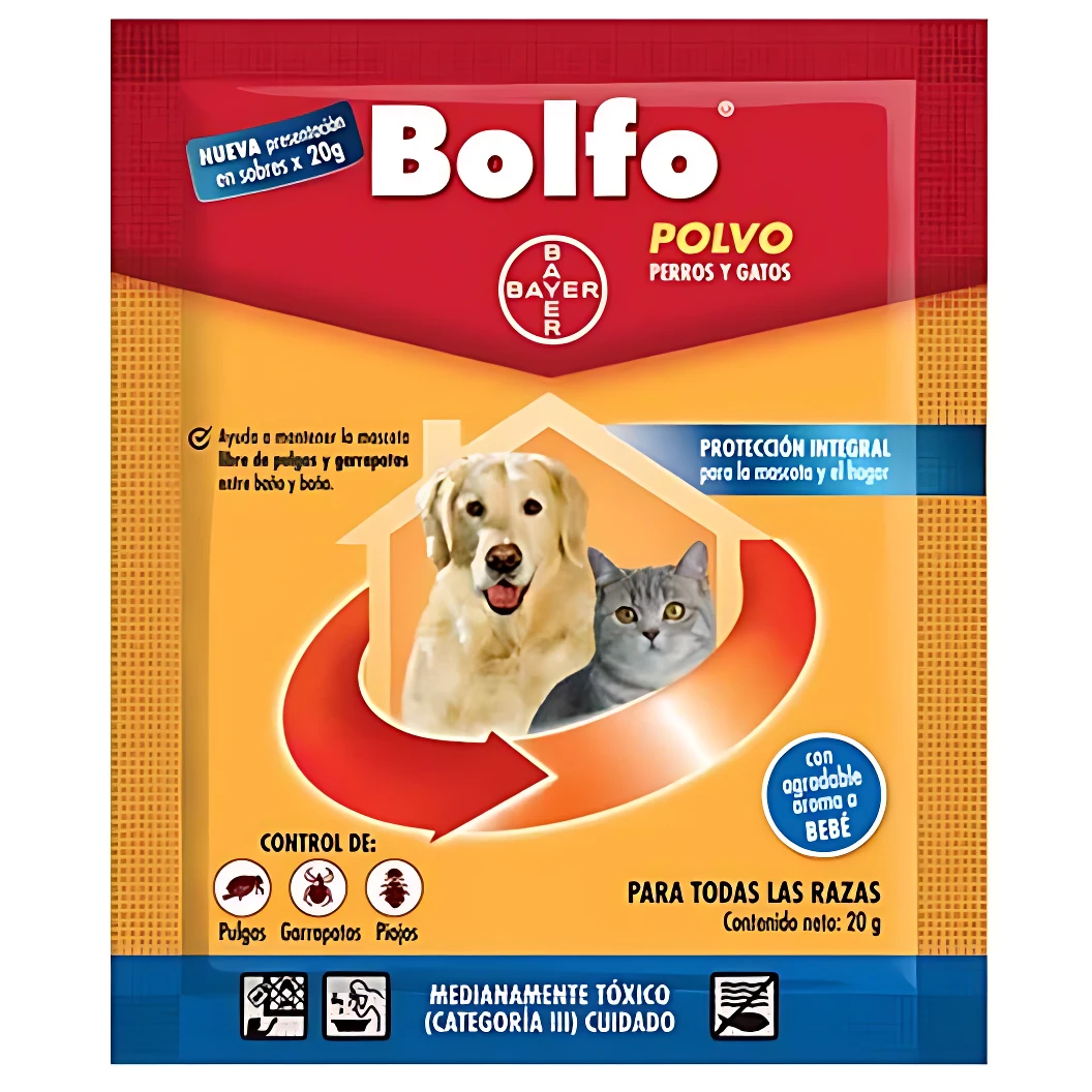 Polvo Insecticida y Antipulgas Bolfo para Mascotas - Elimina pulgas garrapatas y piojos - Imagen 2