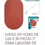 Juego de 30 lijas de pared de 5 pulgadas (225 mm) para lijadora Total, con discos rojos de diferentes granos y accesorios incluidos.