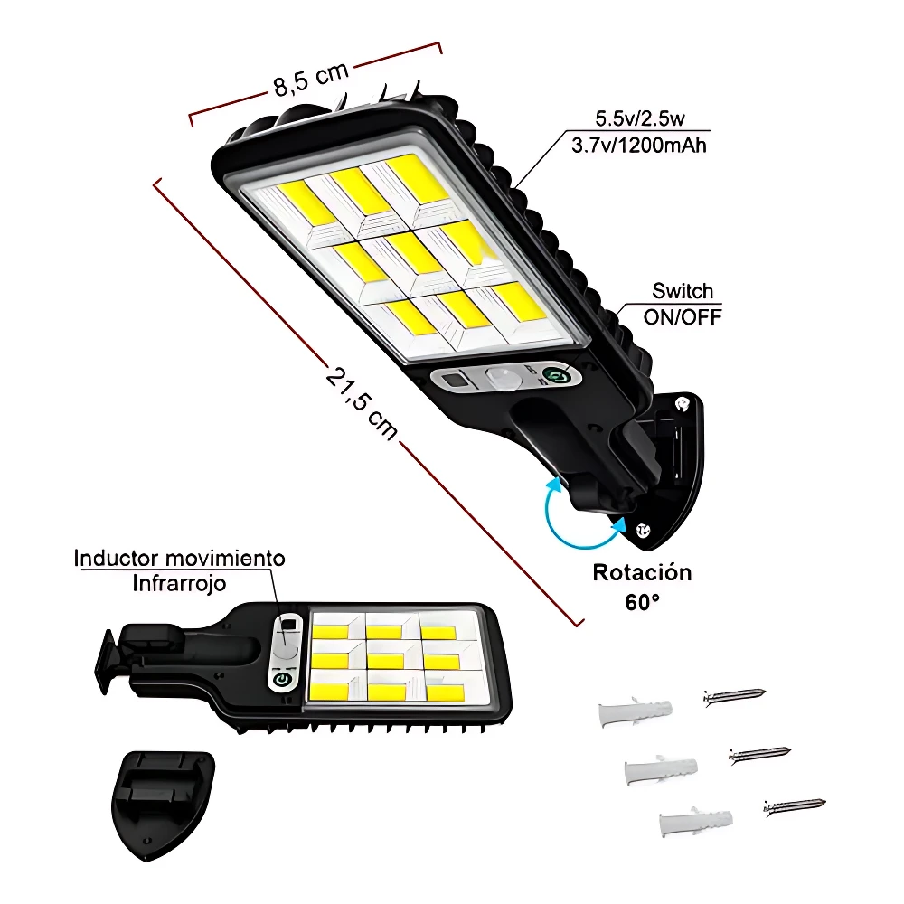 Lámpara Led Solar con Sensor Movimiento
