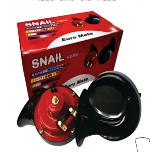 Pito corneta SNAIL Euro Mate en caja roja, con unidad roja y negra visible, para alerta en tráfico denso.