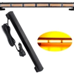 Barra LED Raptor de 18 pulgadas con luces estroboscópicas amarillas, incluye cable y enchufe para vehículo.