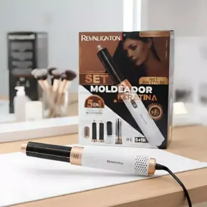 Moldeador Keratina 5 en 1 con tecnología de aguacate y cabezales intercambiables - Seca y estiliza tu cabello con brillo y protección térmica