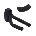 Soporte pared para bajo acolchado en negro mate, con mango ergonómico y pieza separada, ideal para proteger mástil y ahorrar espacio.