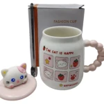 Taza mug gatito con fresas y tapa 3D - Conserva temperatura de bebidas calientes y frías - Imagen 3