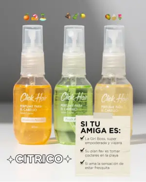 Kit Viajero Capilar Cítrico 40 Ml Click Hair - Limpia y revitaliza el cabello donde vayas