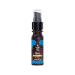 Óleo capilar reparapuntas Leche pal Pelo en frasco de 30 ml con dispensador de bomba, envase marrón oscuro y detalles en azul.