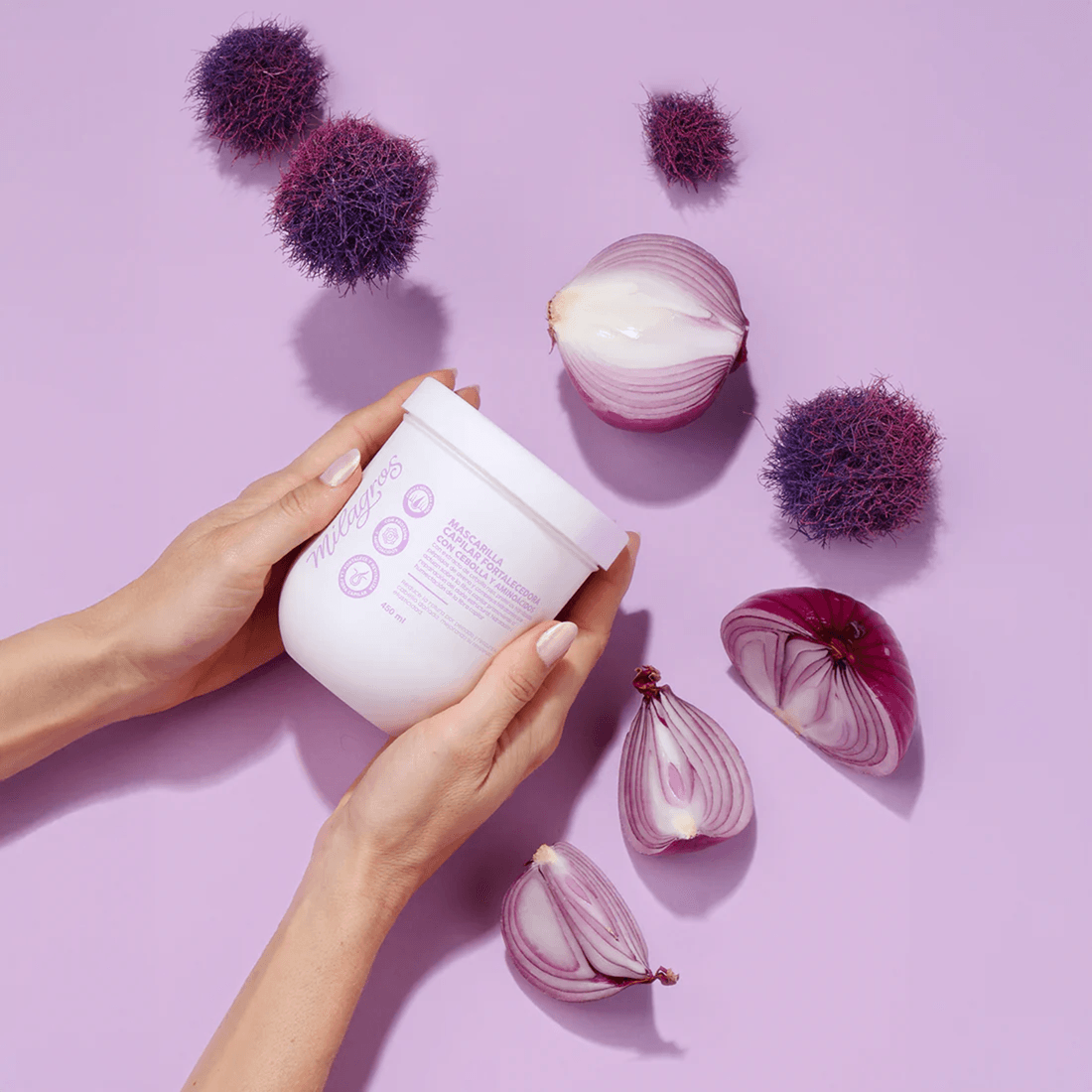 Mascarilla con Extracto de Cebolla 450 Ml Milagros - Fortalece la raíz y frena la caída