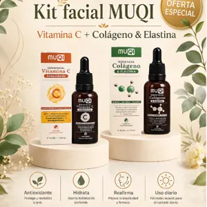 Set x2 Serum Facial de Colágeno y Vitamina C Muqi - Reafirma el rostro y atenúa manchas