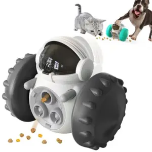 Juguete dispensador de alimento interactivo con ruedas para perros y gatos - Estimula la agilidad mental y reduce la ansiedad al comer