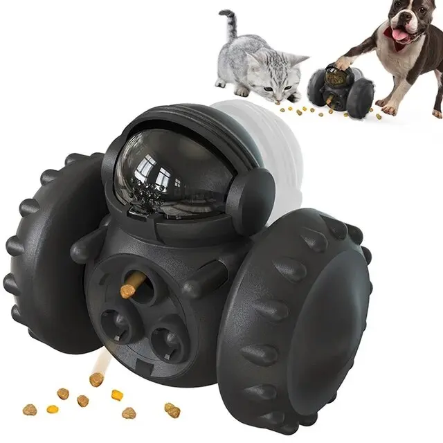Juguete dispensador de alimento interactivo con ruedas para perros y gatos - Estimula la agilidad mental y reduce la ansiedad al comer