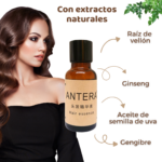Frasco de tónico capilar Antera con extractos botánicos de jengibre y ginseng