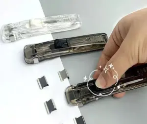 Set x2 Grapadora de clips reutilizables sin perforar papel con 50 piezas - Organiza tus documentos de oficina sin dañar las hojas
