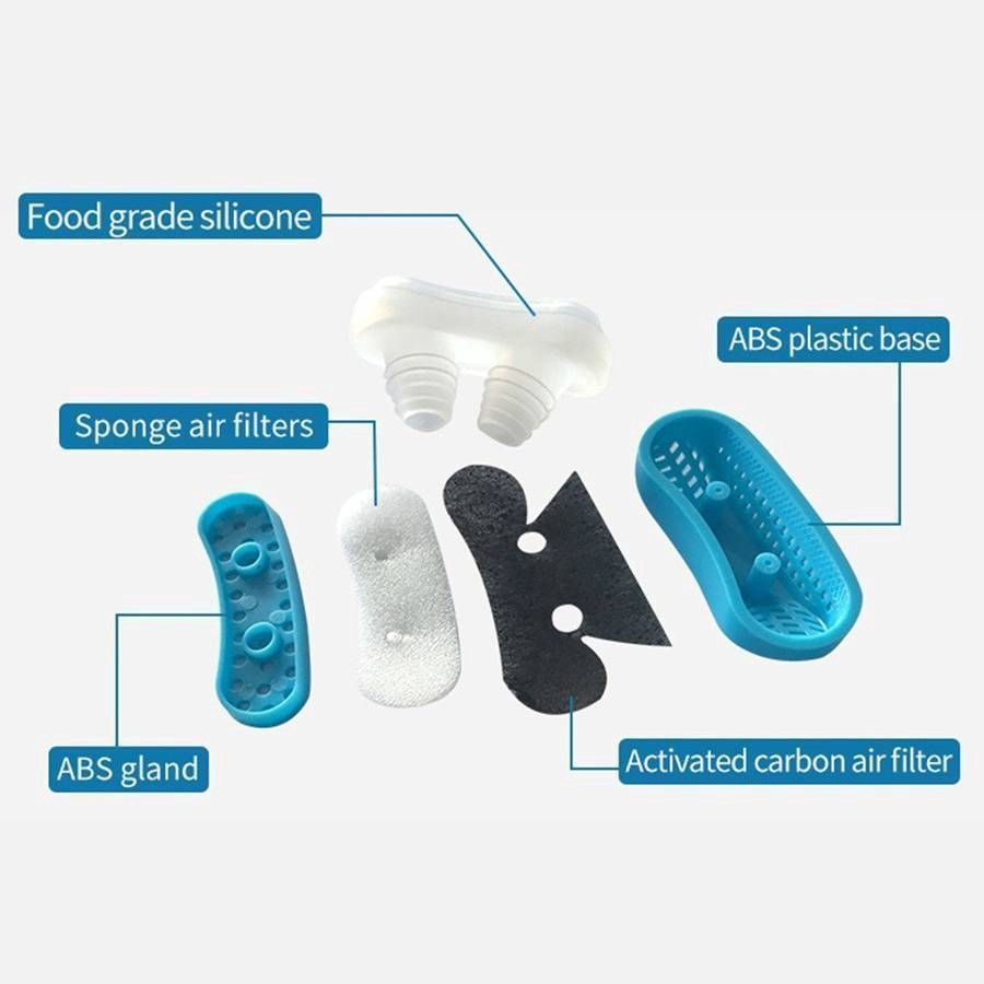 Set x4 Dilatador nasal antirronquidos de silicona con filtro de carbón activado - Reduce los ronquidos y purifica el aire mientras duermes