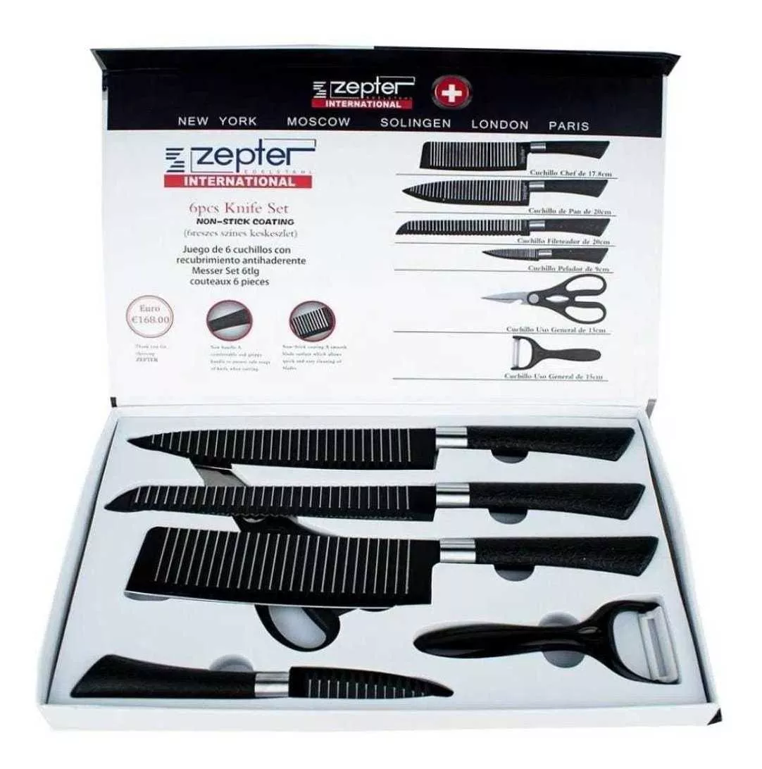 Set de cuchillos Zepter de acero con cerámica volcánica - transformas tu cocina con cortes precisos