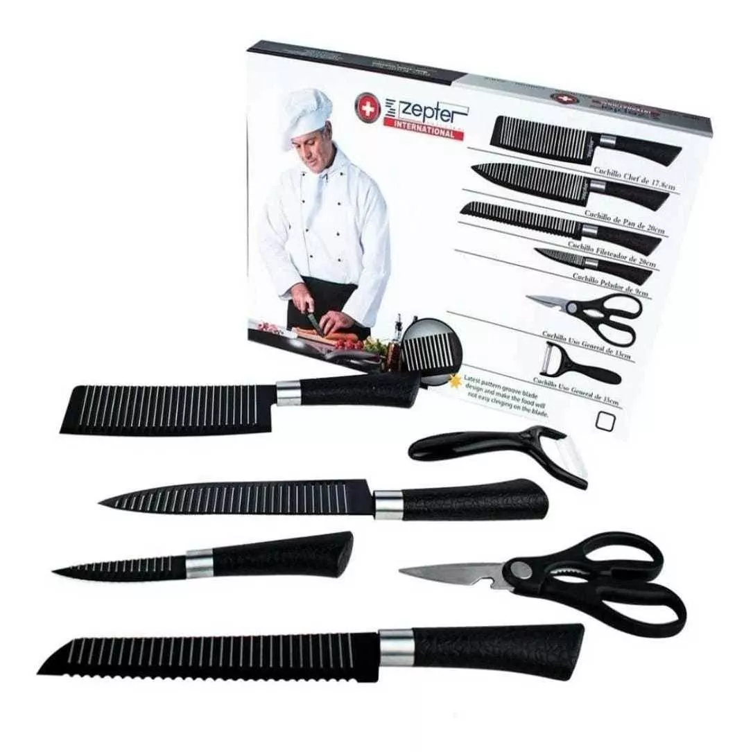 Set de cuchillos Zepter de acero con cerámica volcánica - transformas tu cocina con cortes precisos