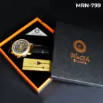 Reloj analógico Marine dorado y negro con encendedor USB integrado - Enciende tus cigarrillos sin gas ni llama en cualquier lugar - Imagen 2