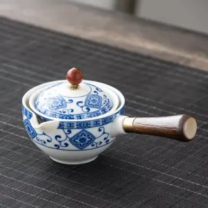 Tetera de Ceramica con Mango de Madera y Taza a Juego - Prepara tu Te