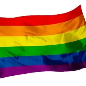 Bandera LGBT de 150x90 cm con los seis colores del orgullo gay y ondas de tela satinada brillantes.