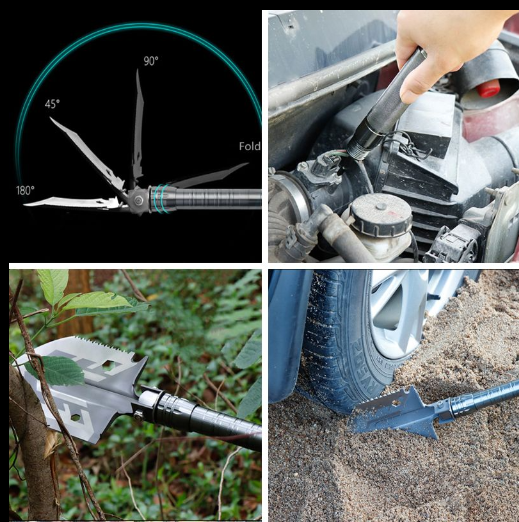 Pala táctica multiherramientas plegable de acero inoxidable - Resuelve emergencias y labores al aire libre con máxima versatilidad