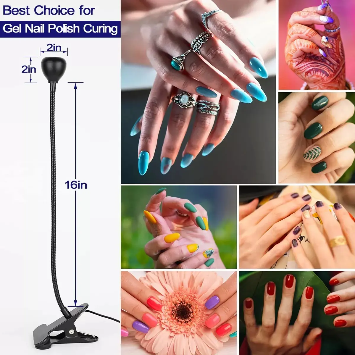 Set x2 Lámpara UV LED de cuello flexible para uñas y resina - Seca esmaltes rápidamente en cualquier lugar