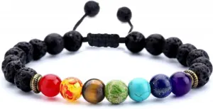 Pulsera de Roca de Lava 7 Chakras