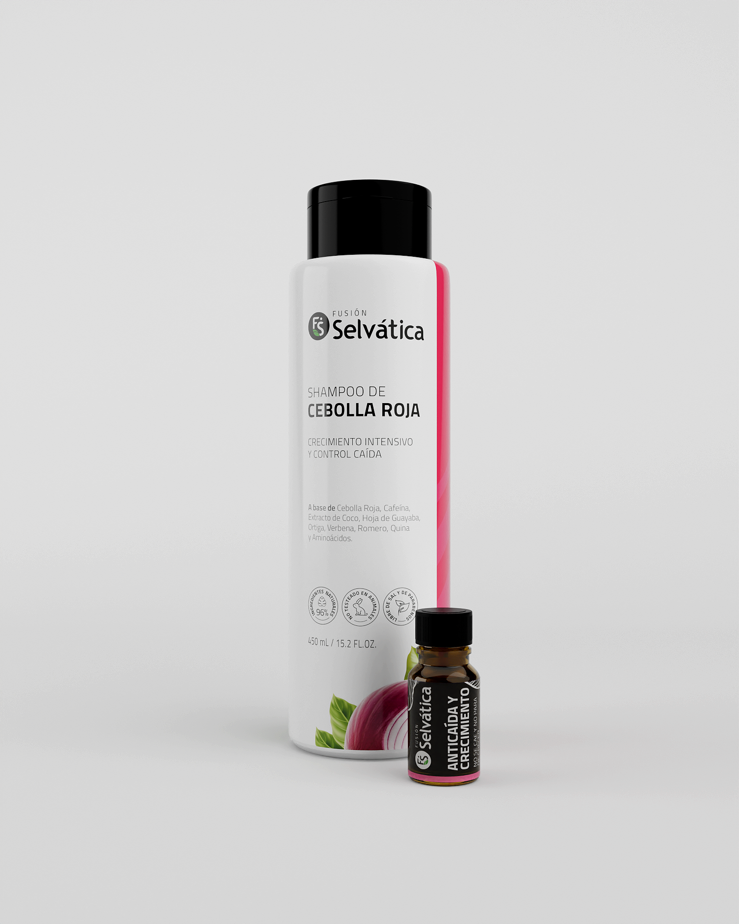 Presentación grande del shampoo anticaída de cebolla